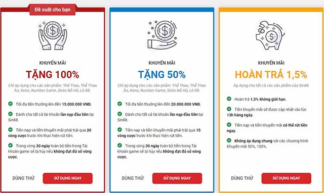 Khuyến mãi nạp lần đầu 100% lên tới 15 triệu đồng